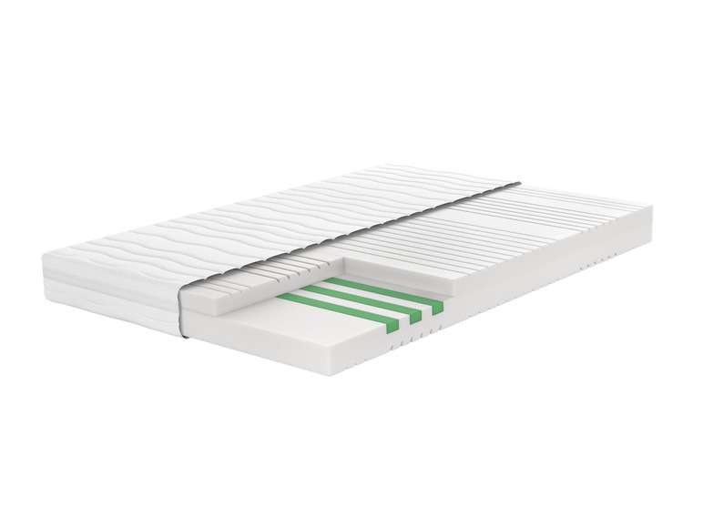 Une coupe transversale d'un matelas avec différentes couches de mousse
