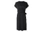 Robe noire portefeuille, style minimaliste.