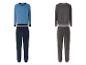 Deux ensembles de pyjamas à manches longues, un bleu et un gris.