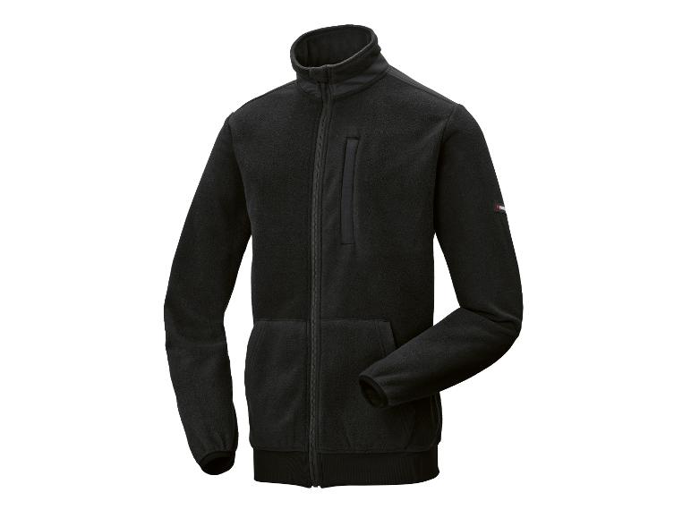 Veste polaire noire pour homme avec fermeture éclair et col montant.