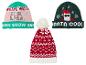 Bonnets de Noël avec les inscriptions 'Merry Xmas', 'Santa Cool' et un motif scandinave.
