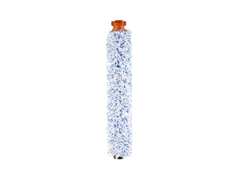 Une vadrouille en microfibre bleue et blanche pour nettoyer.