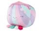 Peluche ronde arc-en-ciel pastel avec une couronne : jouet adorable pour enfant.