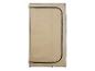 Armoire de rangement portable beige avec fermeture éclair noire sur fond blanc.