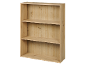 Bibliothèque en bois clair avec trois étagères.