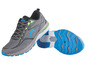 Chaussures de course grises Crivit avec des détails bleus.