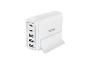 Chargeur USB blanc avec cinq ports, dont deux USB-C et trois USB-A, avec l'inscription MAX 30.5W.
