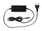 Un câble d'alimentation noir avec une prise et un adaptateur.
