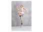 Femme en tenue de sport avec des poids aux chevilles, faisant de l'exercice.
