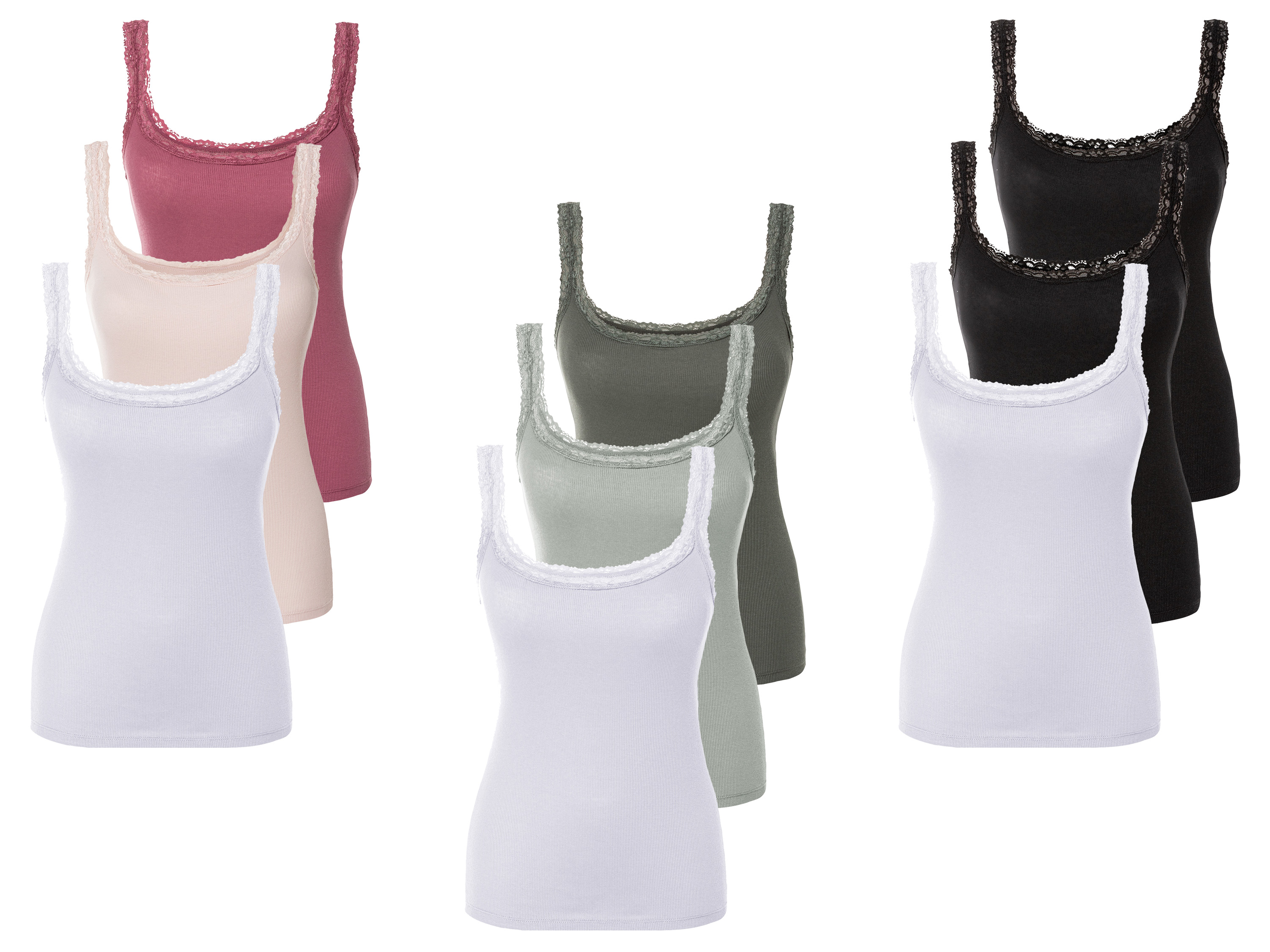esmara® Lot de 3 hauts à dentelle femme