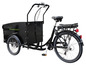 Un vélo cargo électrique noir de la marque 'Sachsenrad'.