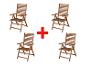 Ensemble de quatre chaises pliantes en bois pour extérieur.