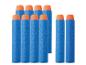 Un groupe de fléchettes en mousse bleues avec des pointes orange.