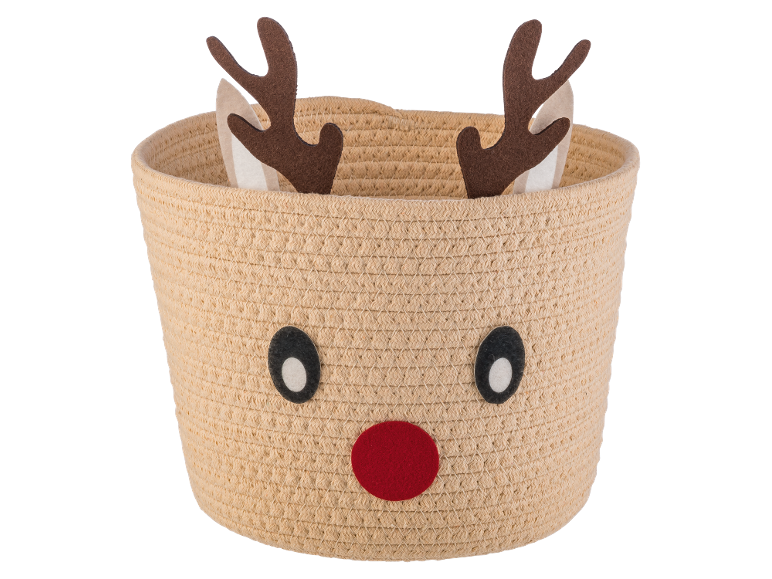 Panier de rangement tressé avec motif de renne
