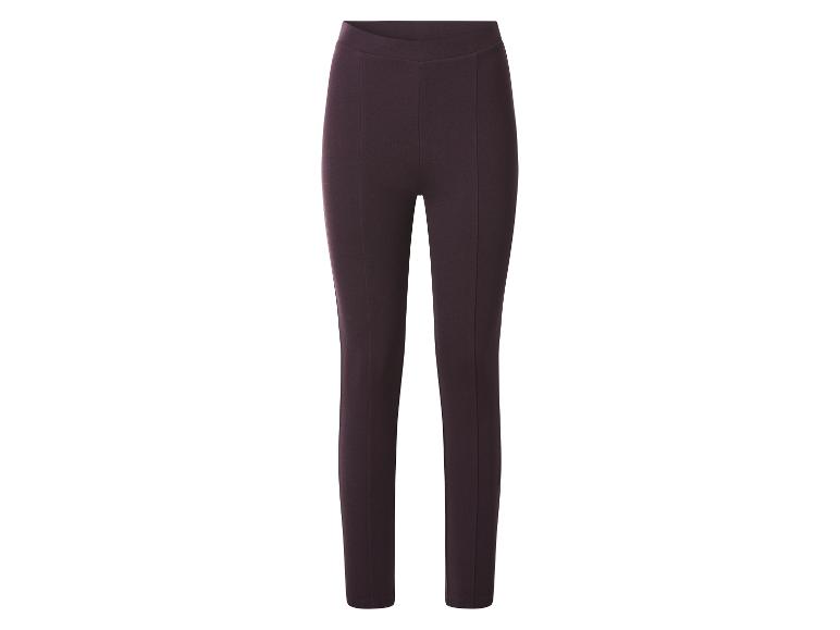 Legging femme couleur aubergine avec coutures apparentes sur le devant.