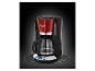 Une cafetière Russell Hobbs rouge avec une carafe en verre.