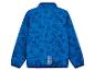 Veste bleue avec imprimé briques de jouet et détail réfléchissant.