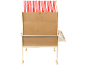 Chevalet en bois avec auvent rayé rouge et blanc, plateau latéral et étagère