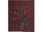 Tissu écossais rouge et vert avec des rayures dorées.