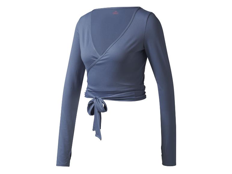 Un haut bleu à manches longues avec un nœud de Crivit.