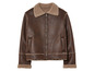 Veste en cuir marron avec col en fourrure