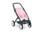 Une poussette Maxi-Cosi rose avec des détails gris.