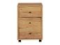 Commode en bois clair à trois tiroirs et roulettes
