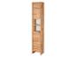 Meuble de rangement en bois clair avec portes et étagères.