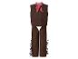 Déguisement de cowboy marron avec gilet, bandana rouge et chaps à franges.