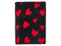 Couverture noire à cœurs rouges