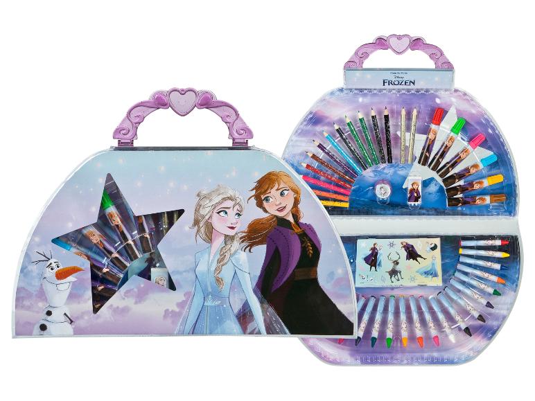 Kit d'art La Reine des Neiges avec crayons de couleur, feutres et craies, avec Elsa, Anna et Olaf.