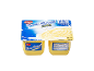 Pack de quatre desserts crème vanille avec informations nutritionnelles.