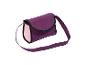 Petit sac à main violet avec détails roses et longue bandoulière