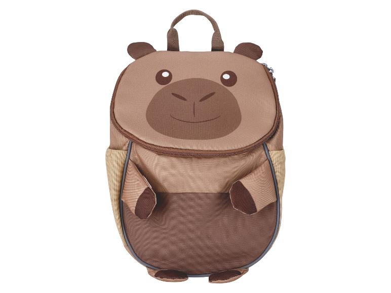 Sac à dos enfant marron avec motif visage d'animal de dessin animé
