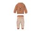 LUPILU® Survêtement thermique bébé : sweat-shirt marron avec visage d'ours et pantalon rayé