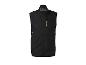Gilet de sport noir sans manches avec fermeture éclair et détails réfléchissants.