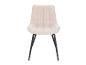 Chaise de salle à manger rembourrée en velours côtelé beige avec pieds noirs