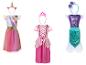 Trois déguisements pour enfants: licorne, princesse et sirène.