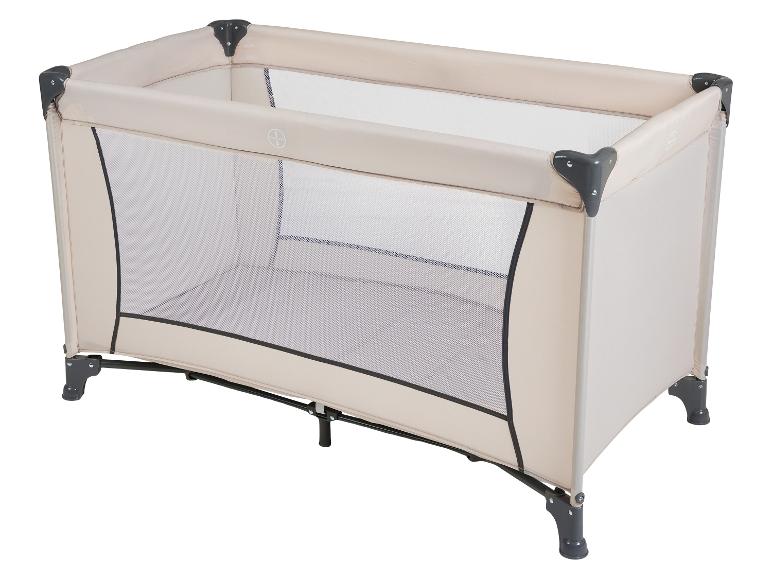 Lit de voyage pliable beige avec côtés en maille