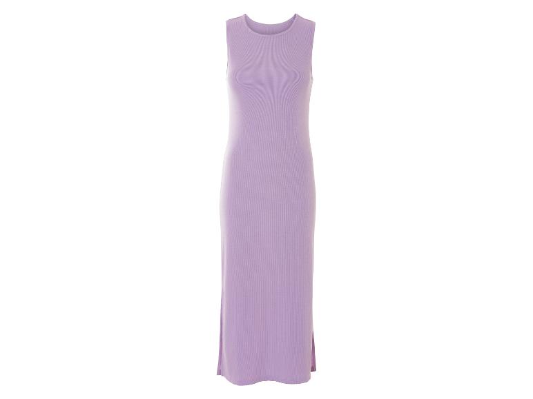 Robe longue lilas, style minimaliste.