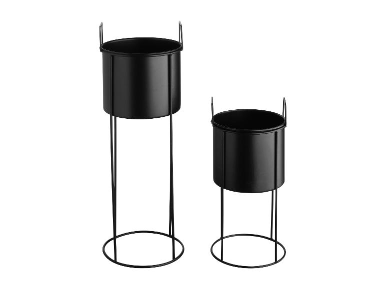 Cache-pot Sur Support Métal Noir Vilde - 16.5x42cm - Pour Pot De 9.5cm - Intérieur/extérieur
