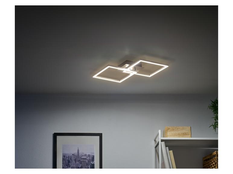 Plafonnier moderne à LED avec deux carrés lumineux.