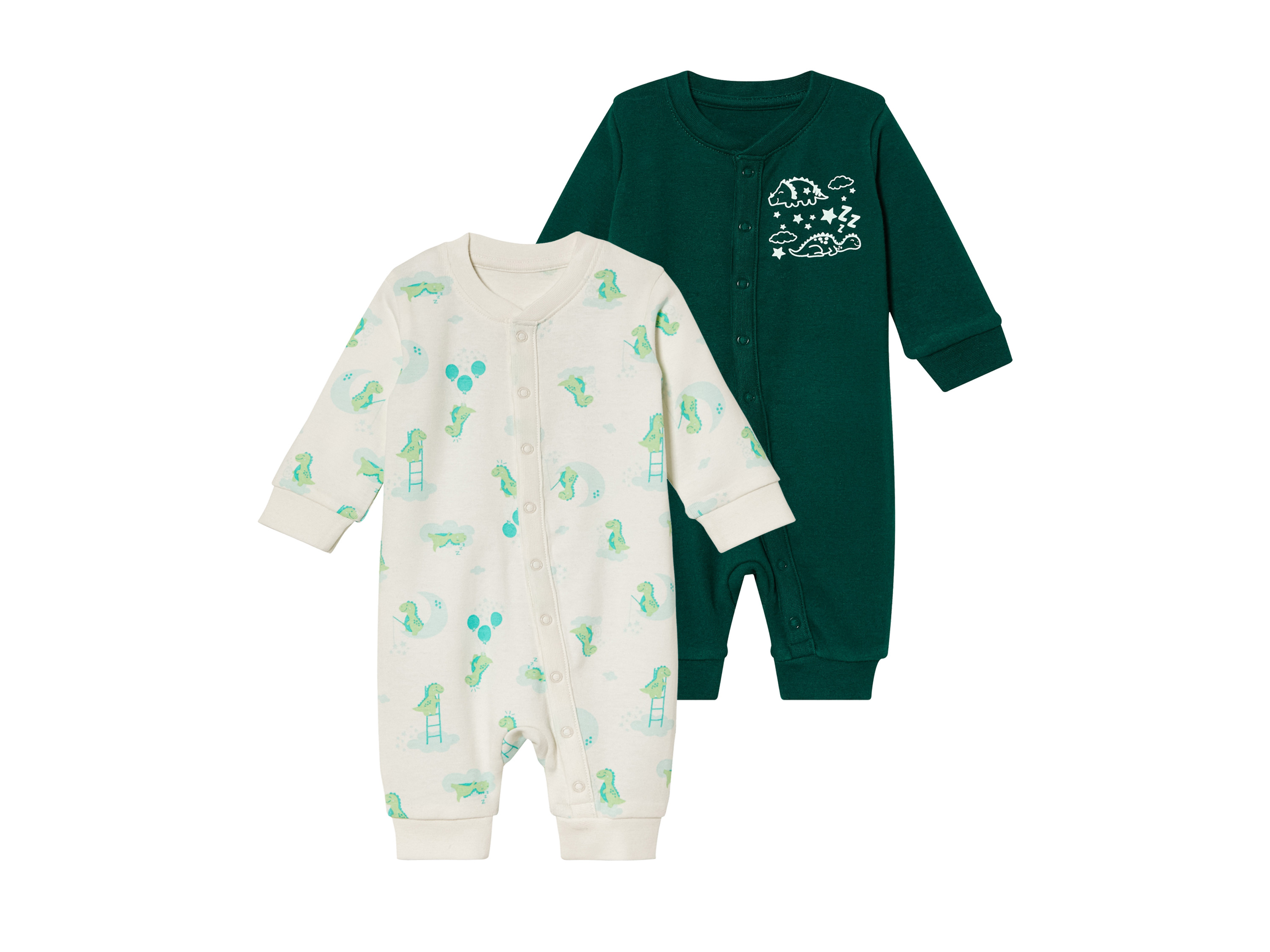 lupilu® Pyjamas bébé (blanc/vert, 0-2 mois)