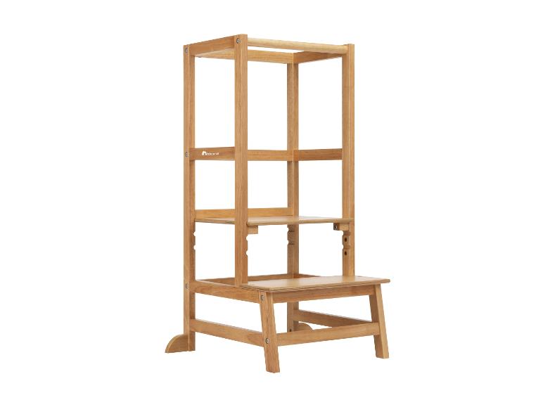 Tour d'apprentissage en bois à hauteur réglable, finition bois clair