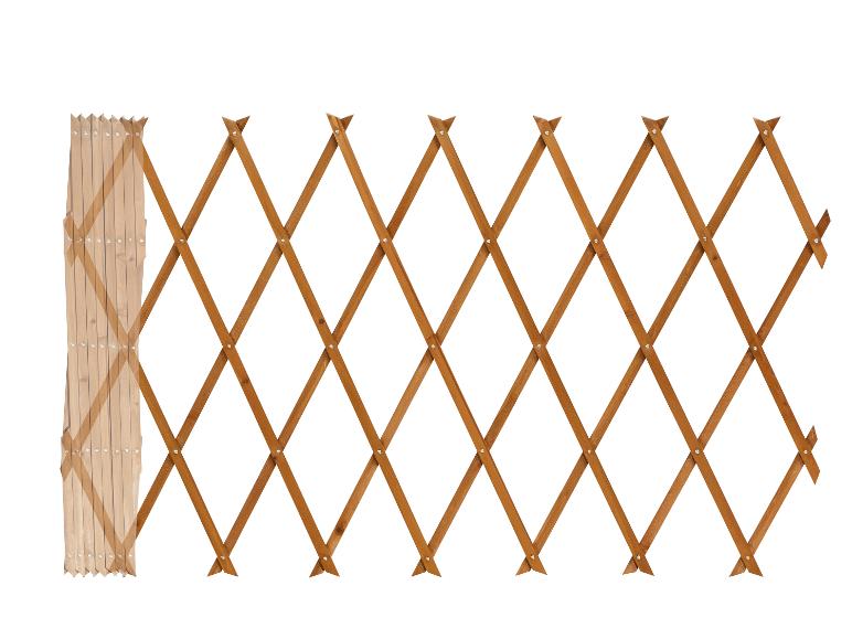 Treillis extensible en bois pour plantes grimpantes ou clôture décorative.