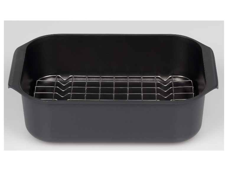 Rôtissoire rectangulaire GSW Gourmet Induction 40x26cm avec grille, vue de dessus.