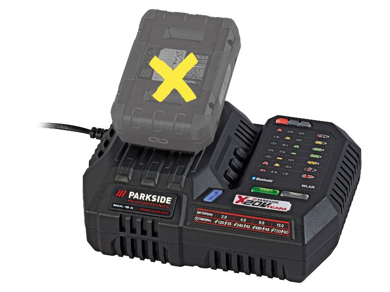 Chargeur de batterie PARKSIDE PERFORMANCE X 20 V Team avec batterie.