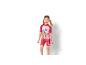 Ensemble de maillot de bain rose et rouge pour fille avec t-shirt et short à personnages de dessins animés