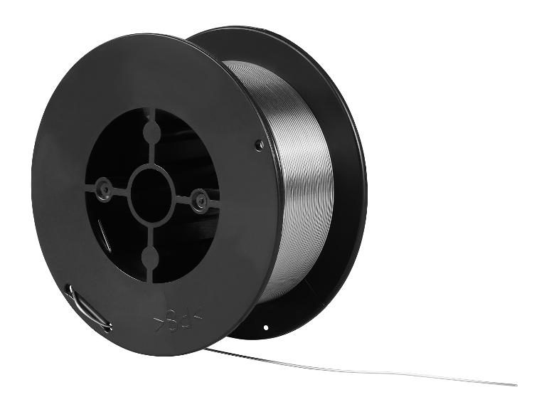 Bobine de fil de soudage sur une bobine noire.