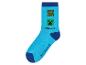 Chaussettes Minecraft bleues avec motifs Creeper et zombie.